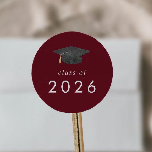Chic Red Grad Cap Class of 2025 Abschluss Runder Aufkleber