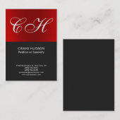 Chic Red Gray Monogram Berufliche Visitenkarte (Vorne/Hinten)