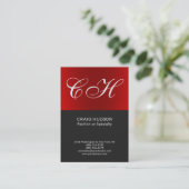 Chic Red Gray Monogram Berufliche Visitenkarte (Stehend Vorderseite)