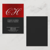 Chic Red Gray Monogram Berufliche Visitenkarte (Vorne/Hinten)