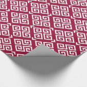 Chic red greek Schlüssel geometrische Muster monog Geschenkpapier (Ecke)