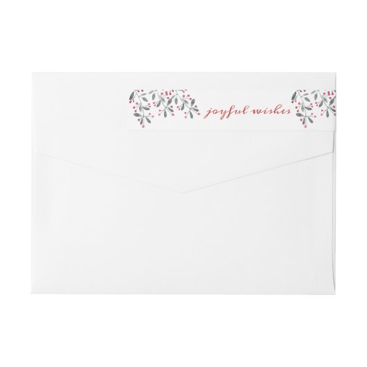 Chic Red & Green Holly Joyful Wünsche Weihnachten (Rückseite)