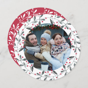 Chic Red & Green Watercolor Heilige Weihnachtsreis Einladung