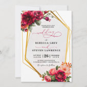 Chic Red Grey Blues Hochzeit Einladung (Vorderseite)