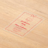 Chic Red Hand Gezeichnet Bow Squiggle Graduation P Acryleinladungen (Ablage )