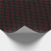 Chic Red Heart Muster auf Schwarz Geschenkpapier (Ecke)