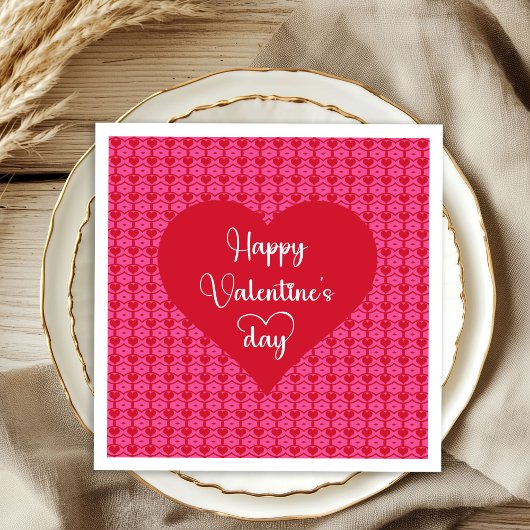 Chic Red Hearts Valentine Day Table Decor Napkins Serviette