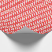 Chic Red Herringbone geometrische Muster monogramm Geschenkpapier (Ecke)