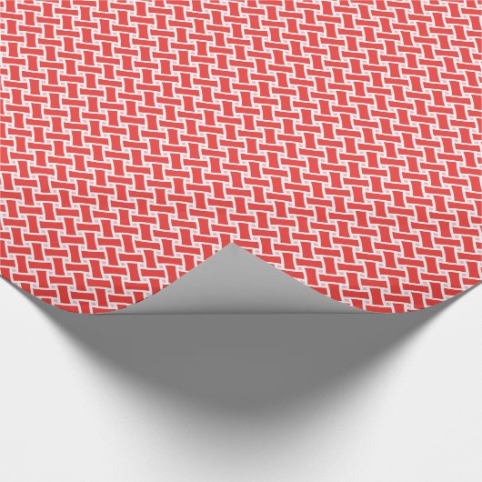 Chic Red Herringbone geometrische Muster monogramm Geschenkpapier (Ecke)