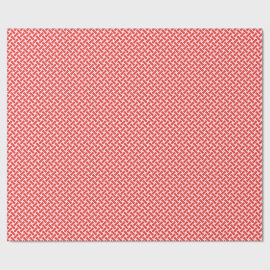 Chic Red Herringbone geometrische Muster monogramm Geschenkpapier (Flach)