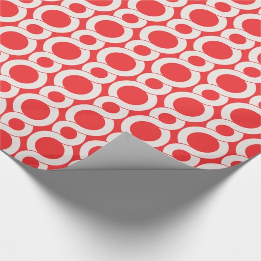 Chic Red Interlocking Circle Muster monogramm Geschenkpapier (Ecke)