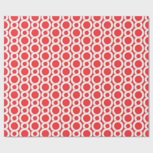 Chic Red Interlocking Circle Muster monogramm Geschenkpapier (Flach)