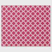 Chic Red Interlocking pattern monogram Geschenkpapier (Flach)