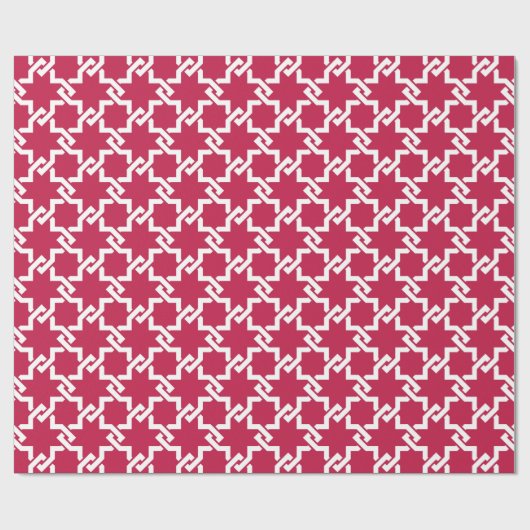Chic Red Interlocking pattern monogram Geschenkpapier (Flach)