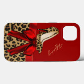 Chic Red & Jaguar Print Case-Mate iPhone Hülle (Rückseite (Horizontal))
