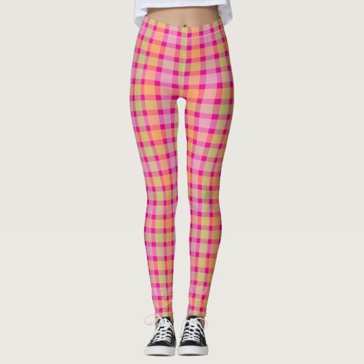 Chic Red Karo Pattern Leggings (Vorderseite)
