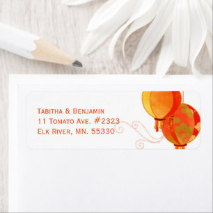 Chic Red Lanterns Wedding Rücksendeadresse