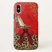 Chic Red & Leopard Print Case-Mate iPhone Hülle (Rückseite)