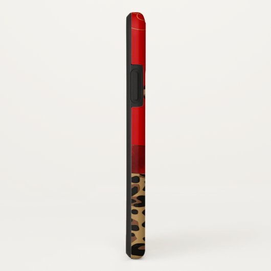 Chic Red & Leopard Print Case-Mate iPhone Hülle (Hinten/Rechts)