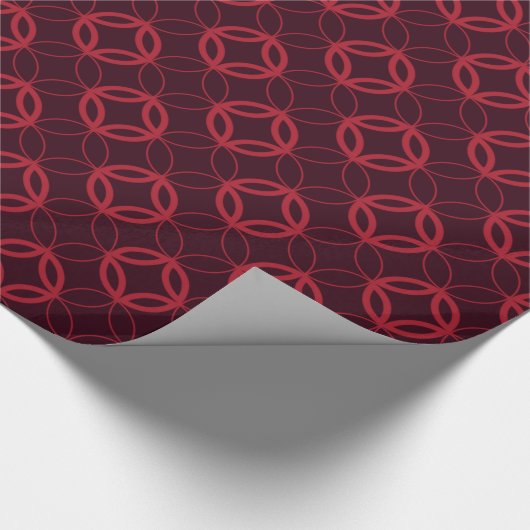 Chic Red Marokkanisches Kreismuster Monogramm Geschenkpapier (Ecke)