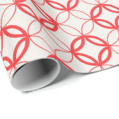 Chic Red Marokkanisches Kreismuster Monogramm Geschenkpapier (Rolleneckpunkt)