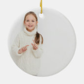 Chic Red Merry Christmas Photo Collage 2025 Keramik Ornament (Hinten)