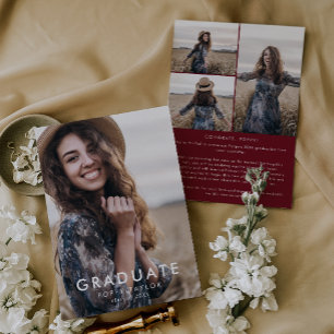 Chic Red Message Foto Collage Abschluss Ankündigung