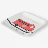 Chic Red Navy Fire Truck Motor Baby Shower Pappteller (Gewinkelt)