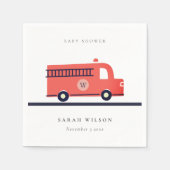 Chic Red Navy Fire Truck Motor Baby Shower Serviette (Vorderseite)