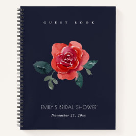 CHIC RED NAVY ROSE FLORAL BRAUTPARTY GUESTBOOK NOTIZBLOCK