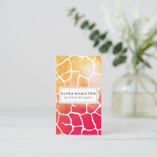 Chic Red Orange Muster Visitenkarte (Stehend Vorderseite)