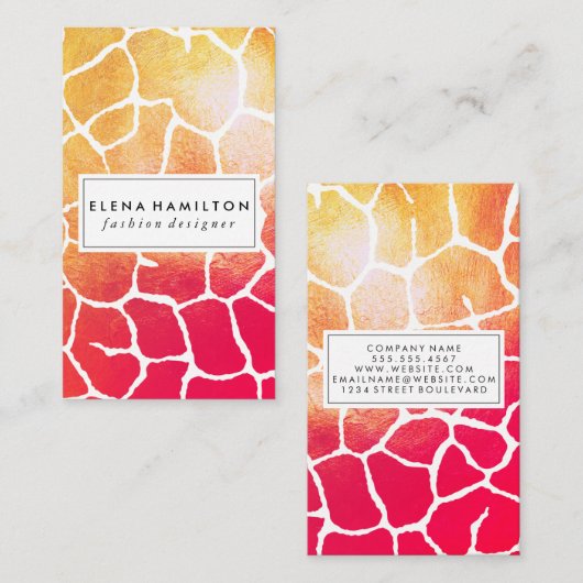 Chic Red Orange Muster Visitenkarte (Vorne/Hinten)