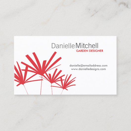 Chic Red Palms Visitenkarte (Vorderseite)