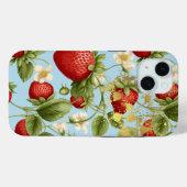 Chic Red, Pastel Blue und Gold Erdbeeren Früchte Case-Mate iPhone Hülle (Rückseite (Horizontal))
