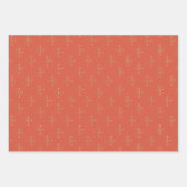Chic Red Peach Lmon | Gold Snow Star Weihnachten Geschenkpapier Set (Vorderseite 3)