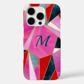Chic red pink gray abstrakte geometrische Case-Mat Case-Mate iPhone Hülle (Rückseite)