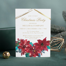 Chic Red Poinsettia Corporate Christmas Party Einladung