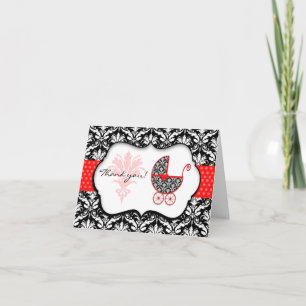 Chic Red Polka Dot Damask Kinderdusche Danke