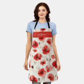 Chic red poppies script name apron schürze (Getragen)