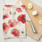 Chic red poppies script name  geschirrtuch (Viertel Falte)