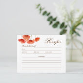 Chic Red Poppy Blume Brautparty Rezept Karte (Stehend Vorderseite)