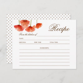 Chic Red Poppy Blume Brautparty Rezept Karte