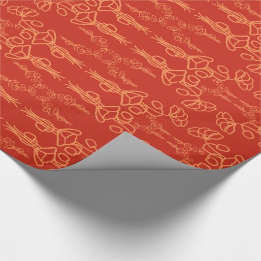 Chic Red Poppy Kontur, Rolle des Wrapping Paper Geschenkpapier (Ecke)