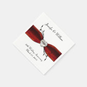 Chic Red Ribbon und Herz Custom Paper Napkins Serviette (Ecke)