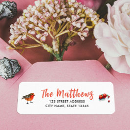 Chic Red Robin Watercolor Handgeschriebener Name T