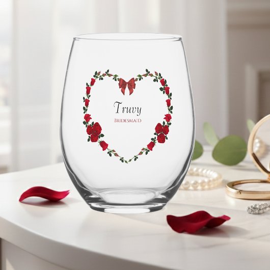 Chic Red Rose Bridesmaid Gift Drinkware Set Weinglas Ohne Stiel