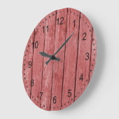 Chic Red Rustic Imitats Wood Große Wanduhr (Winkel)