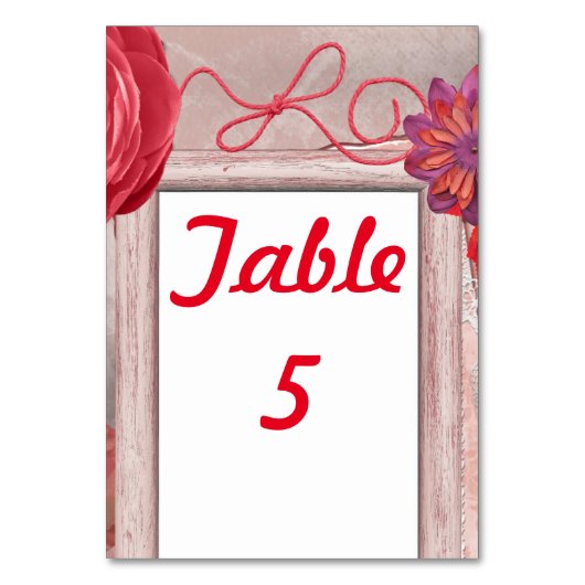 Chic Red Rustic Tischnummer (Rückseite)