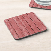 Chic Red Rustic Wood Getränkeuntersetzer (Linke Seite)