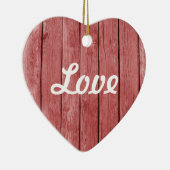 Chic Red Rustic Wood Keramikornament (Rechts)